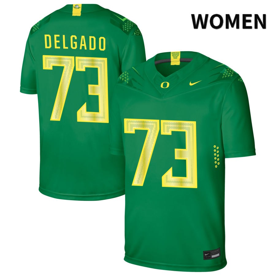 Oregon Ducks Women's #73 Ty Delgado Football College Authentic Green NIL 2022 Nike Jersey DIP43O3F